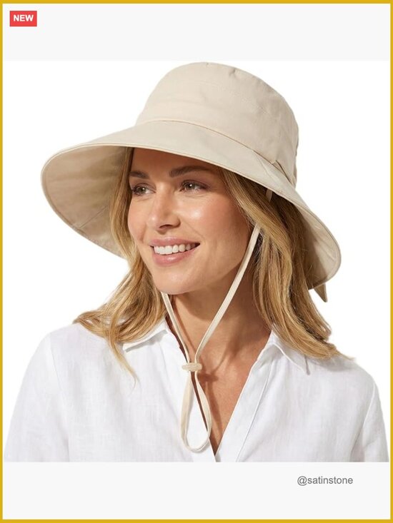 UPF 50+ Cotton Linen Wide Brim Sun Hat with Ponytail Hole main image 5